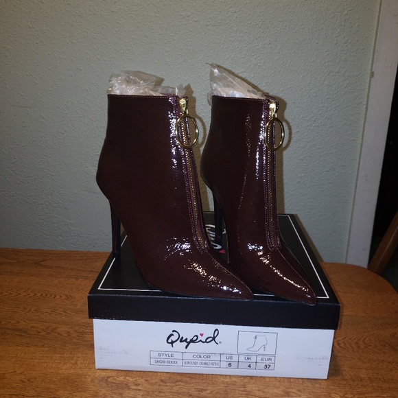 Burgundy booties PU LEATHER - Picture 6 of 8